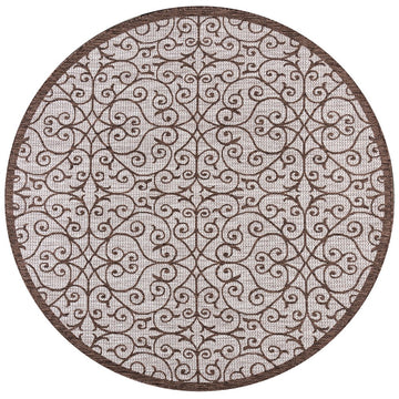 Madrid Vintage Filigree Textured Weave Indoor/outdoor Round Rug